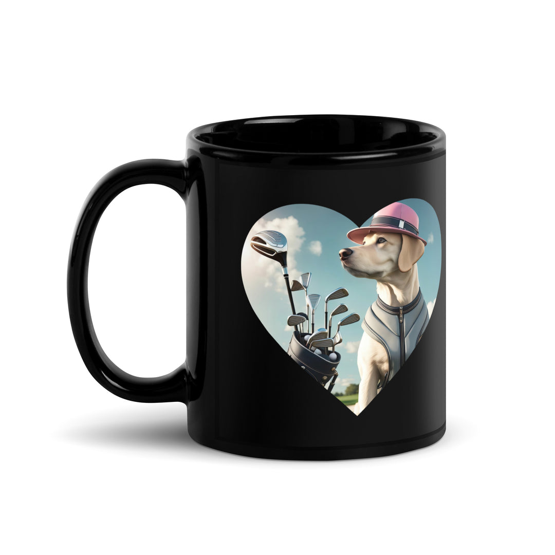 Black Glossy Mug-Labrador Retriever Golfer V2