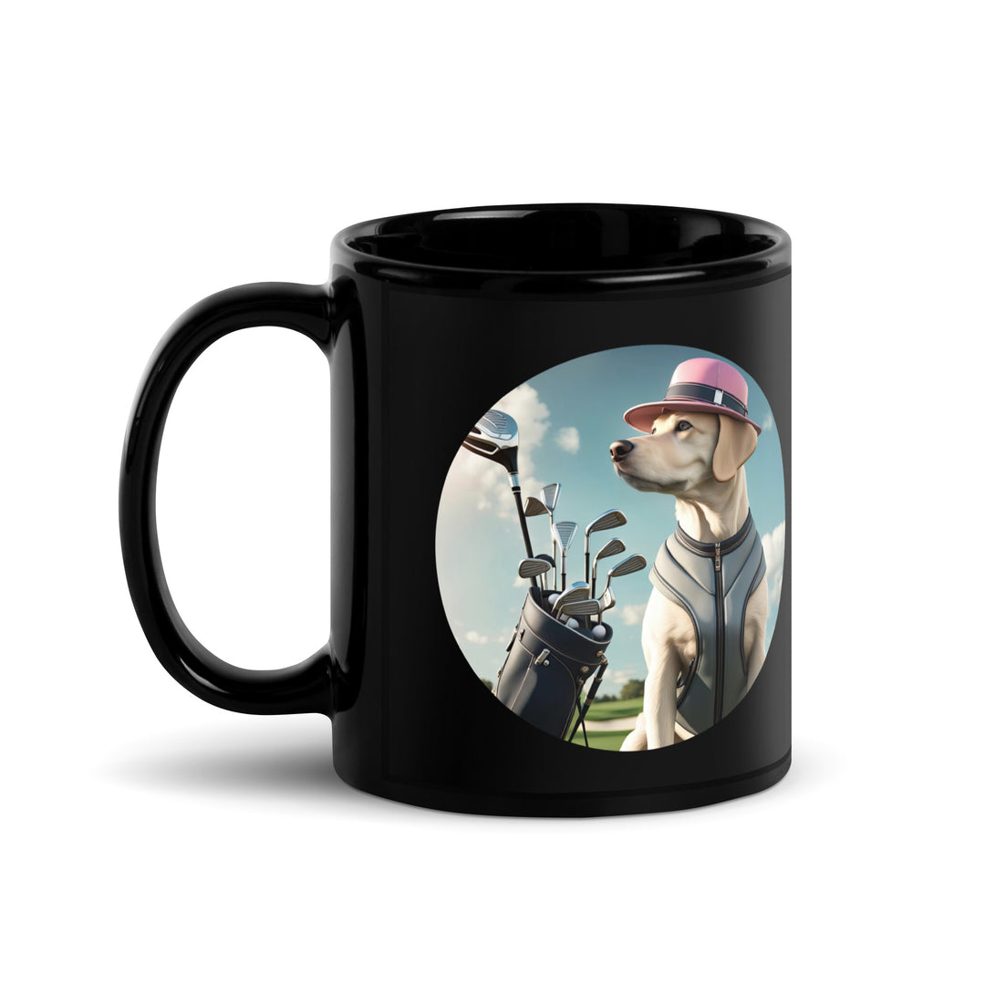 Black Glossy Mug-Labrador Retriever Golfer V3