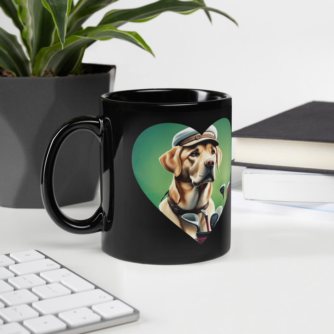 Black Glossy Mug-Labrador Retriever Golfer V4