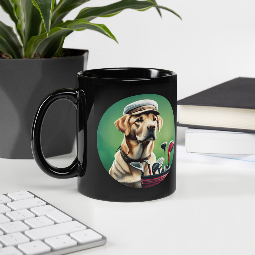 Black Glossy Mug-Labrador Retriever Golfer V5