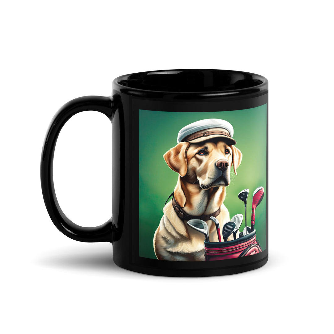 Black Glossy Mug-Labrador Retriever Golfer V7