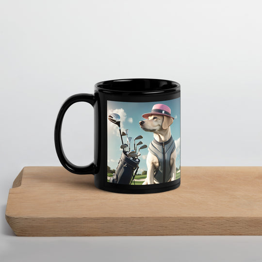 Black Glossy Mug-Labrador Retriever Golfer V8