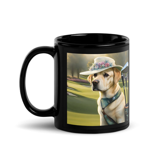 Black Glossy Mug-Labrador Retriever Golfer V9