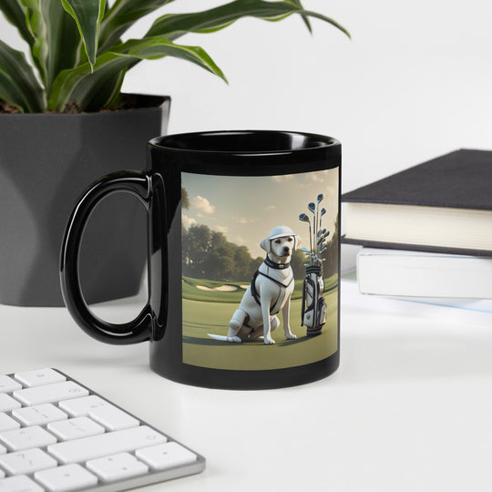 Black Glossy Mug-Labrador Retriever Golfer V10