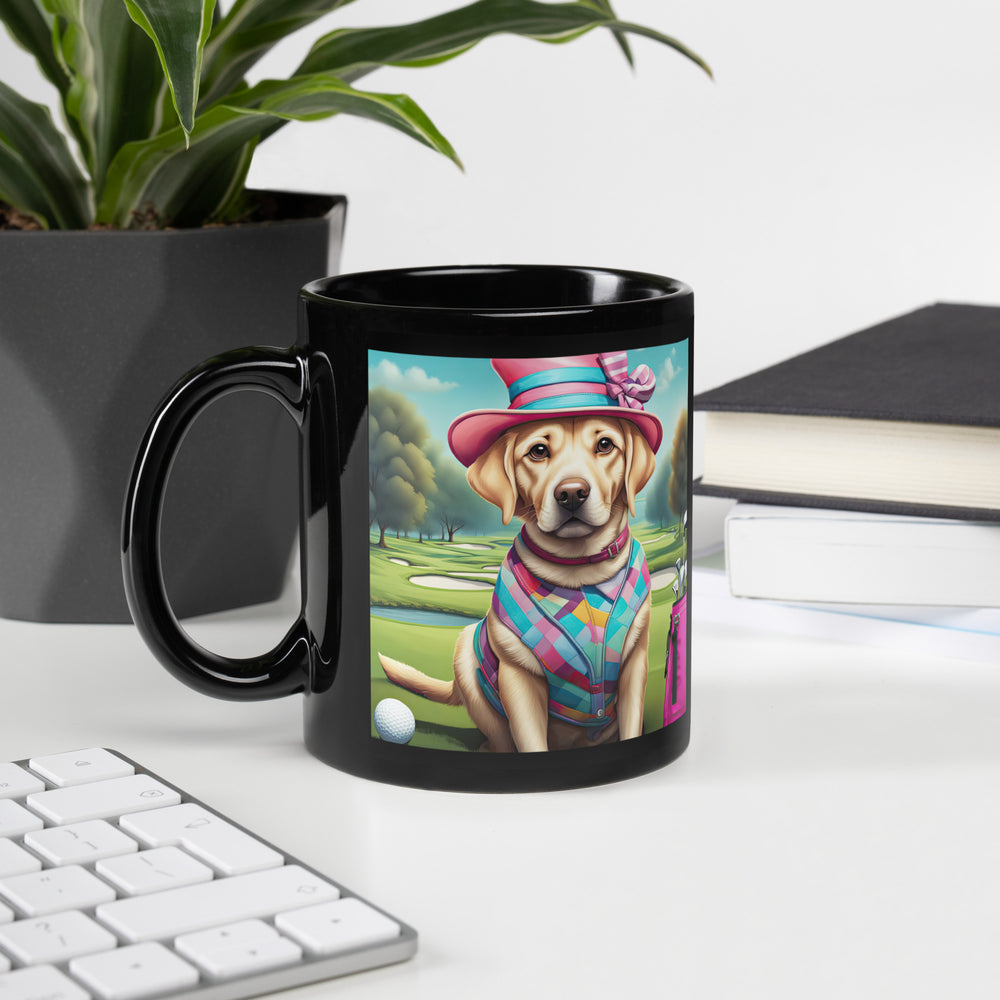 Black Glossy Mug-Labrador Retriever Golfer V12