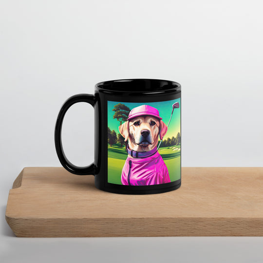 Black Glossy Mug-Labrador Retriever Golfer V14