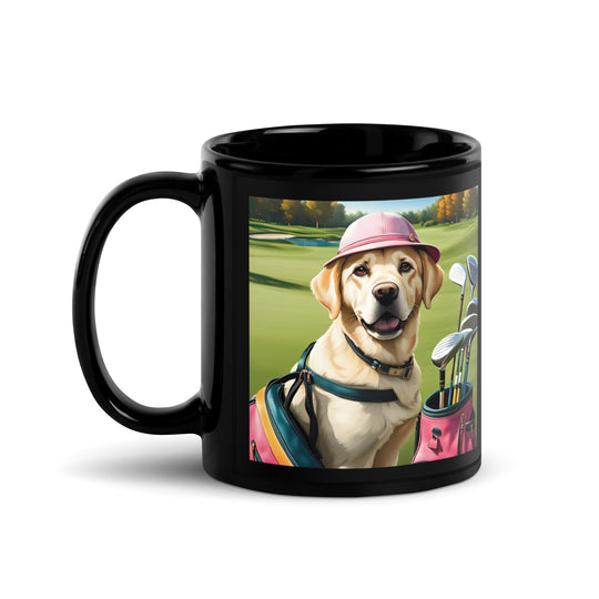 Black Glossy Mug-Labrador Retriever Golfer V15