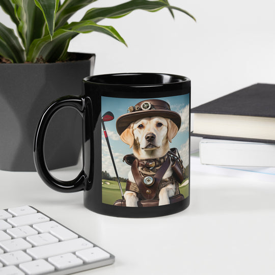 Black Glossy Mug-Labrador Retriever Golfer V16