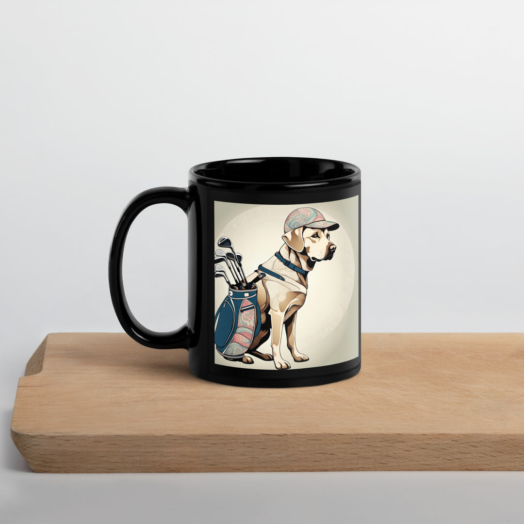 Black Glossy Mug-Labrador Retriever Golfer V18