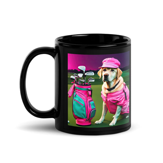 Black Glossy Mug-Labrador Retriever Golfer V21