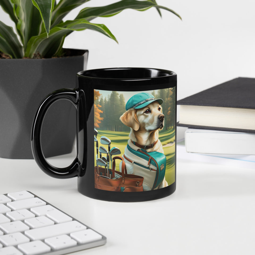 Black Glossy Mug-Labrador Retriever Golfer V23