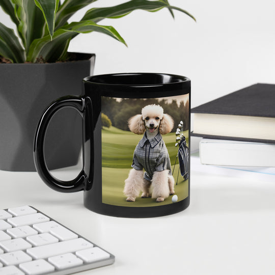 Poodle Golfer- Black Glossy Mug