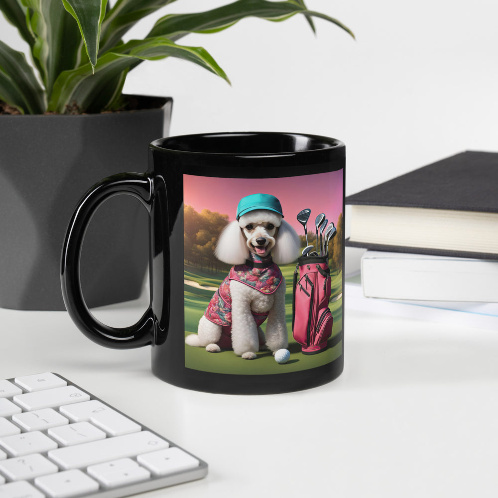 Poodle Golfer- Black Glossy Mug v3