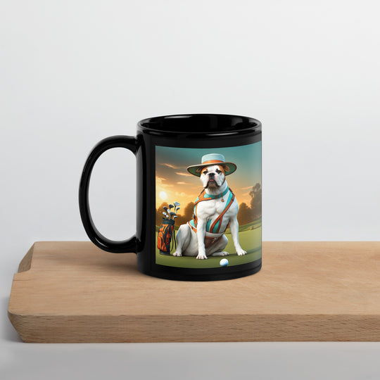 American Bulldog Golfer- Black Glossy Mug V2