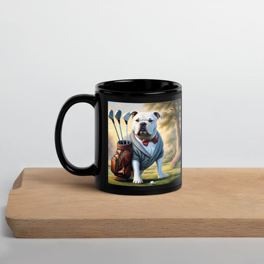 Bulldog Golfer- Black Glossy Mug v4