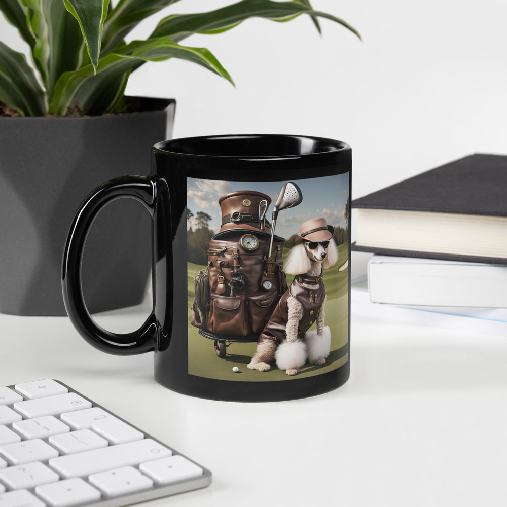 Poodle Golfer- Black Glossy Mug v6