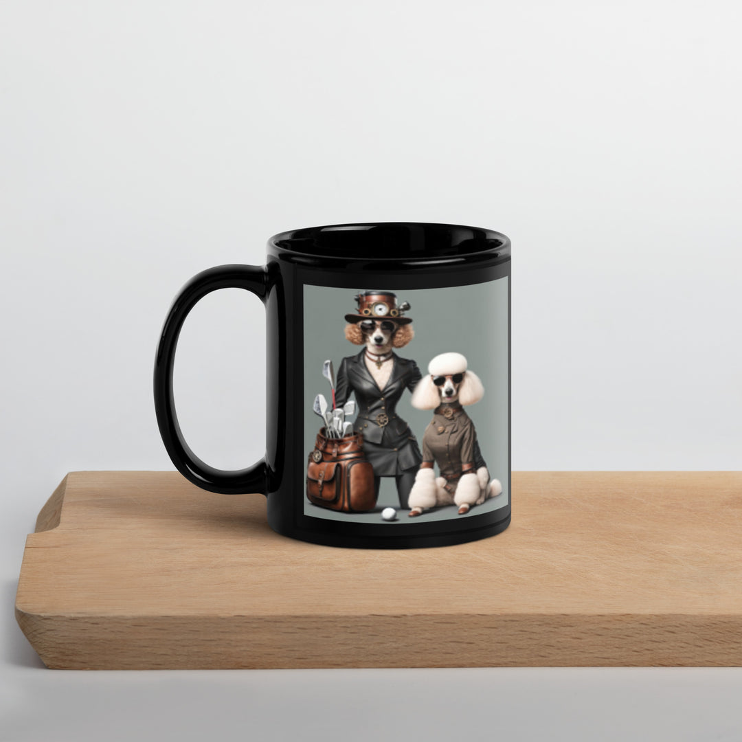 Poodle Golfer- Black Glossy Mug v5