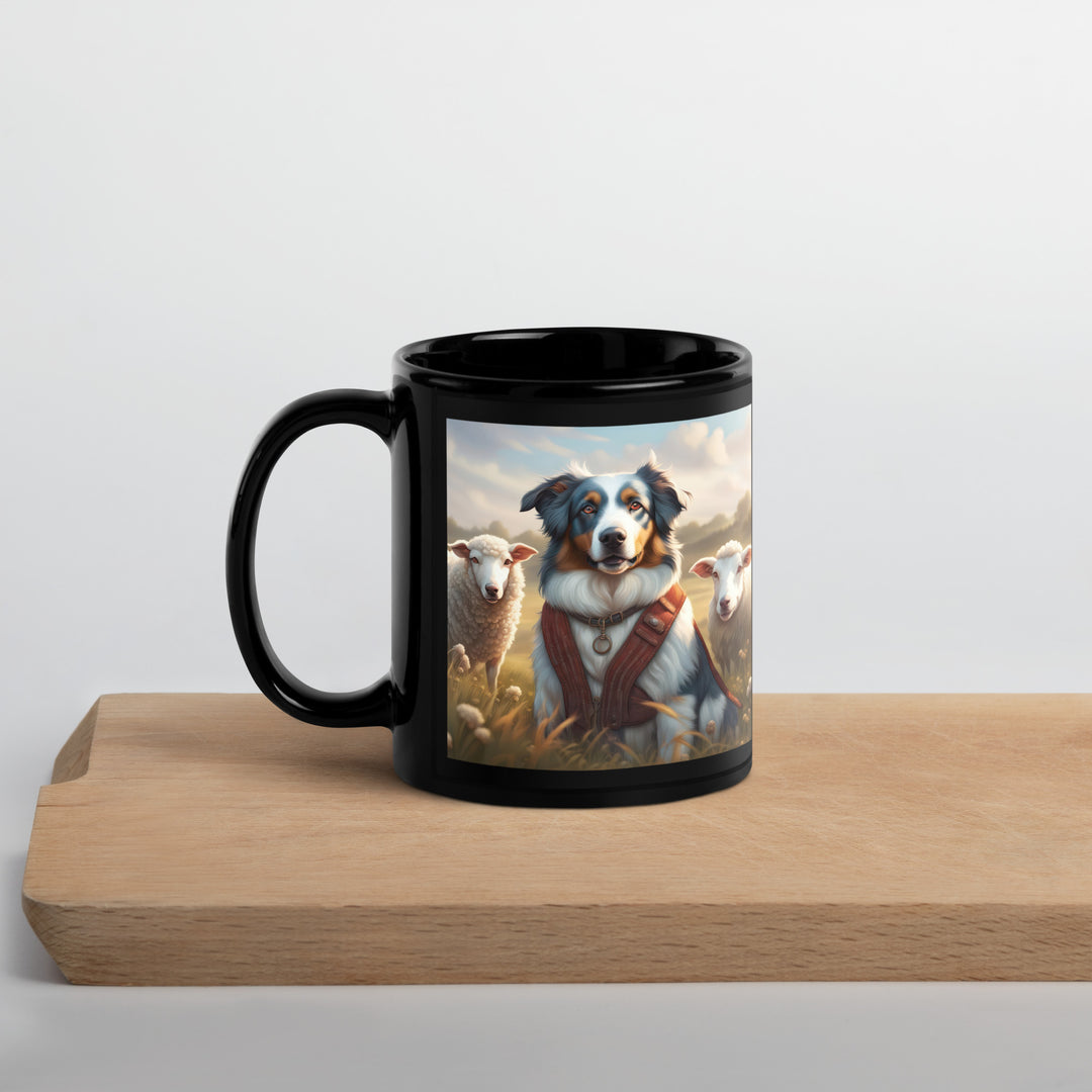 Australian Shepherd- Black Glossy Mug v4