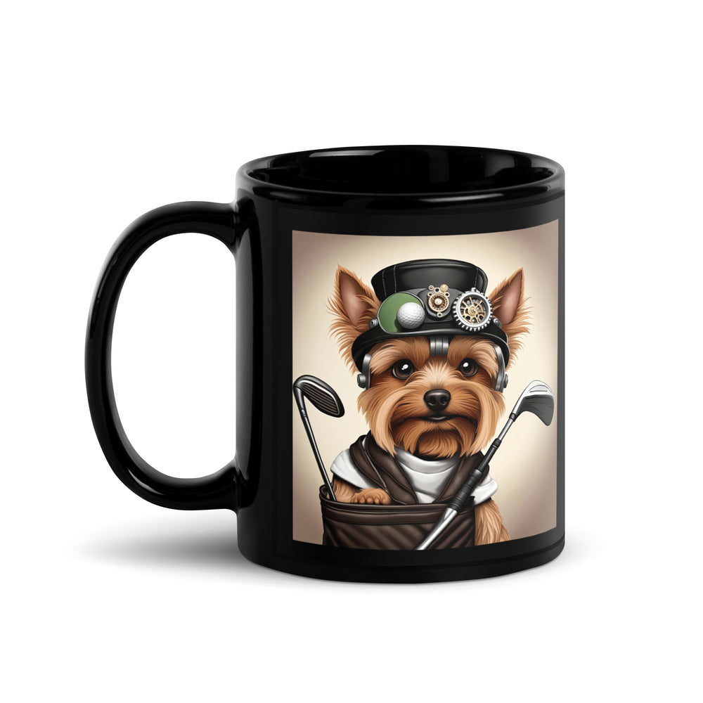 Yorkshire Terrier Golfer- Black Glossy Mug v3