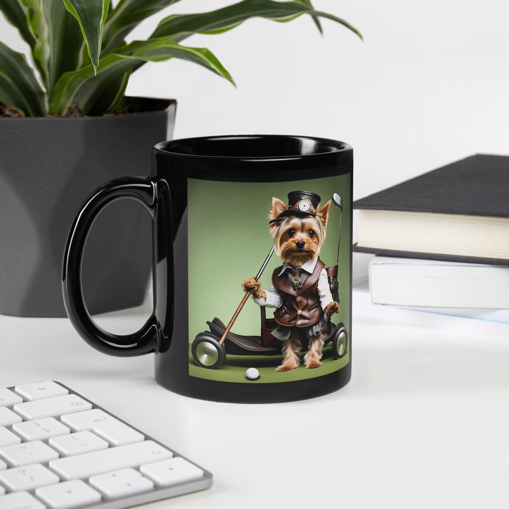 Yorkshire Terrier Golfer- Black Glossy Mug v4