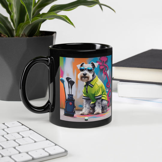 Miniature Schnauzer Golfer- Black Glossy Mug v3