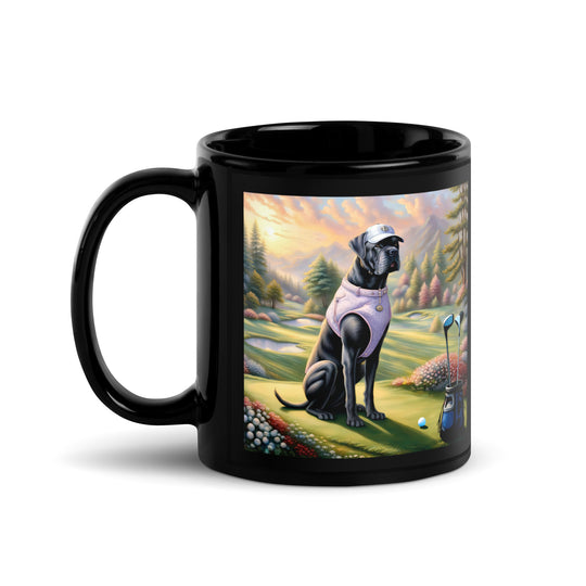 Cane Corso Golfer- Black Glossy Mug v2