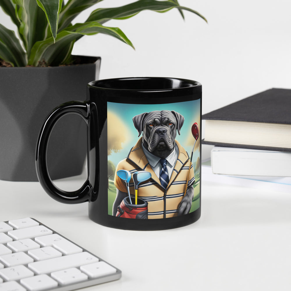 Cane Corso Golfer- Black Glossy Mug v3