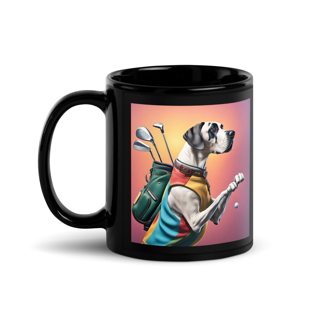 Great Dane Golfer- Black Glossy Mug