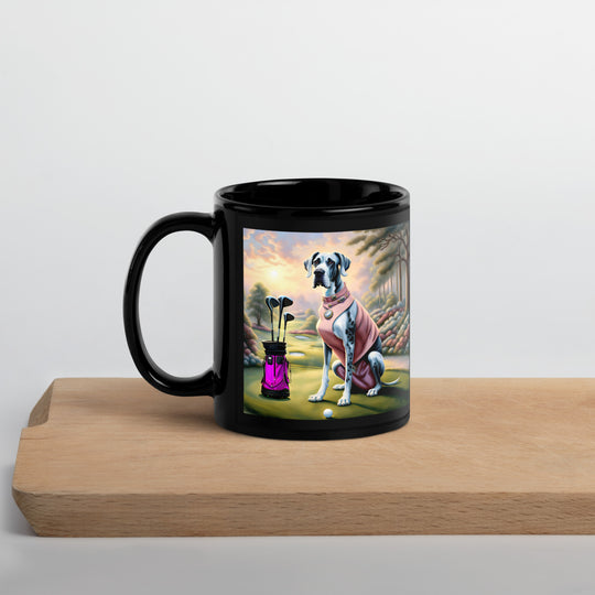 Great Dane Golfer- Black Glossy Mug v4