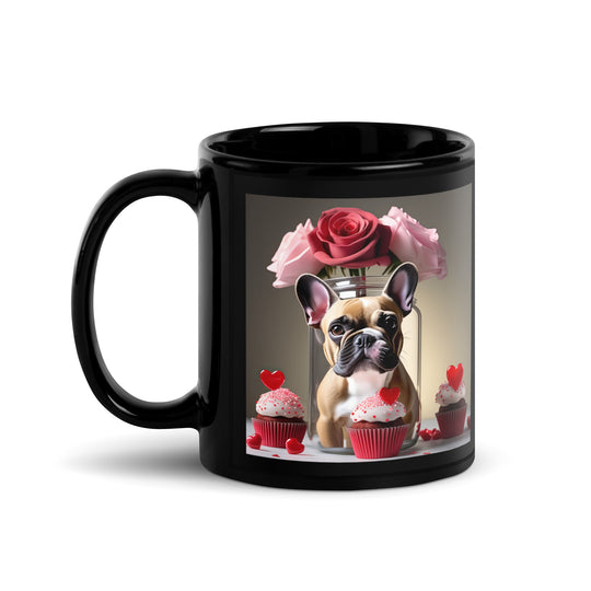 French Bulldog Romantic- Black Glossy Mug v4