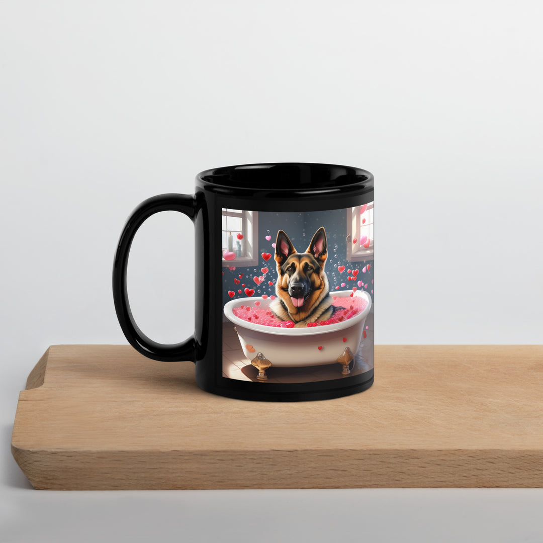 German Shepherd Romantic- Black Glossy Mug