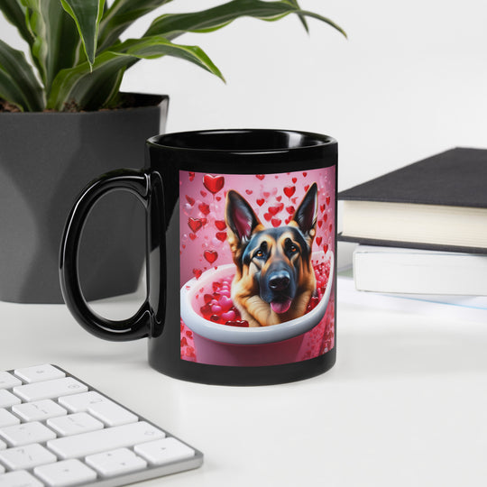 German Shepherd Romantic- Black Glossy Mug v3