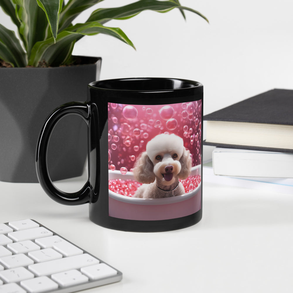 Poodle Romantic- Black Glossy Mug