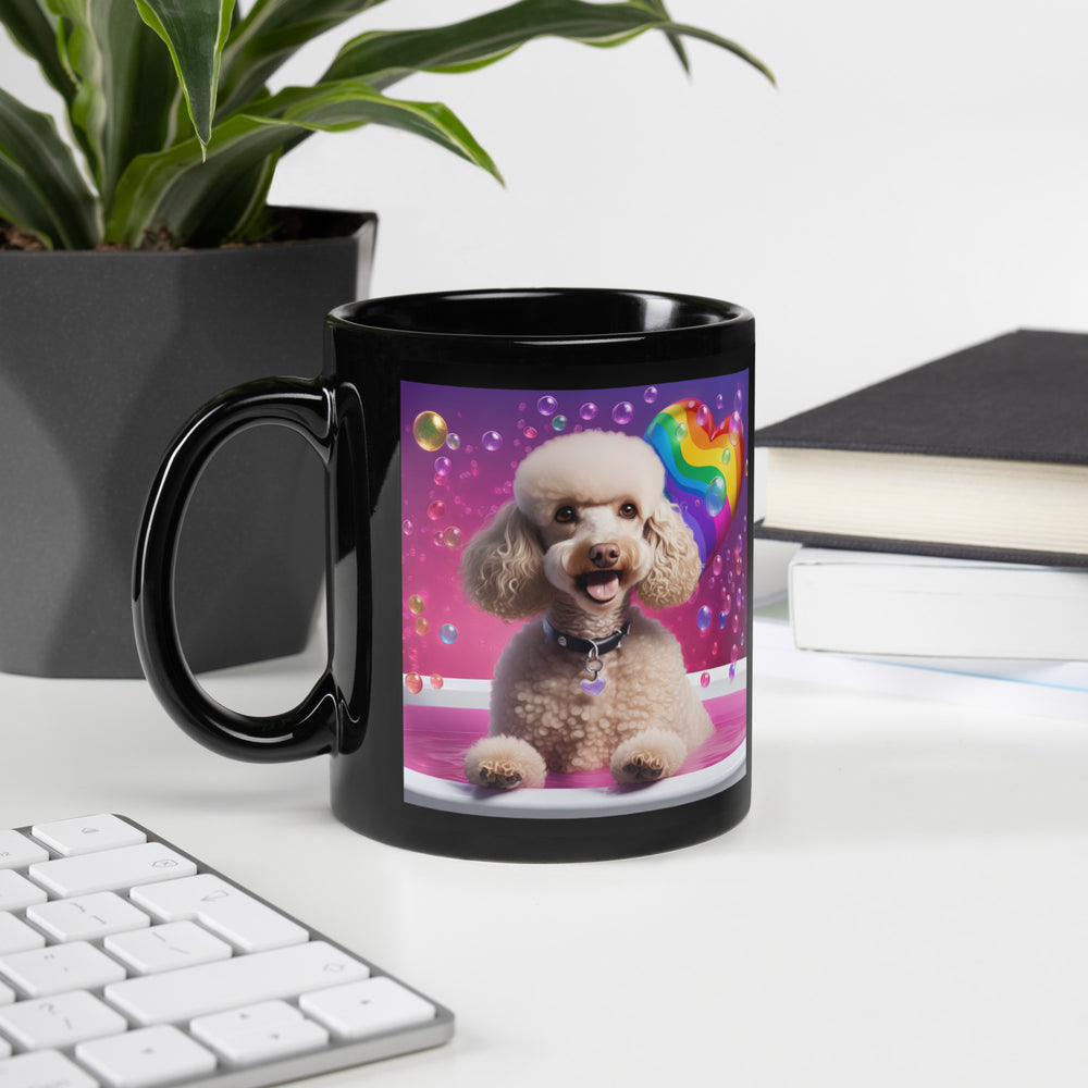 Poodle Romantic- Black Glossy Mug v3