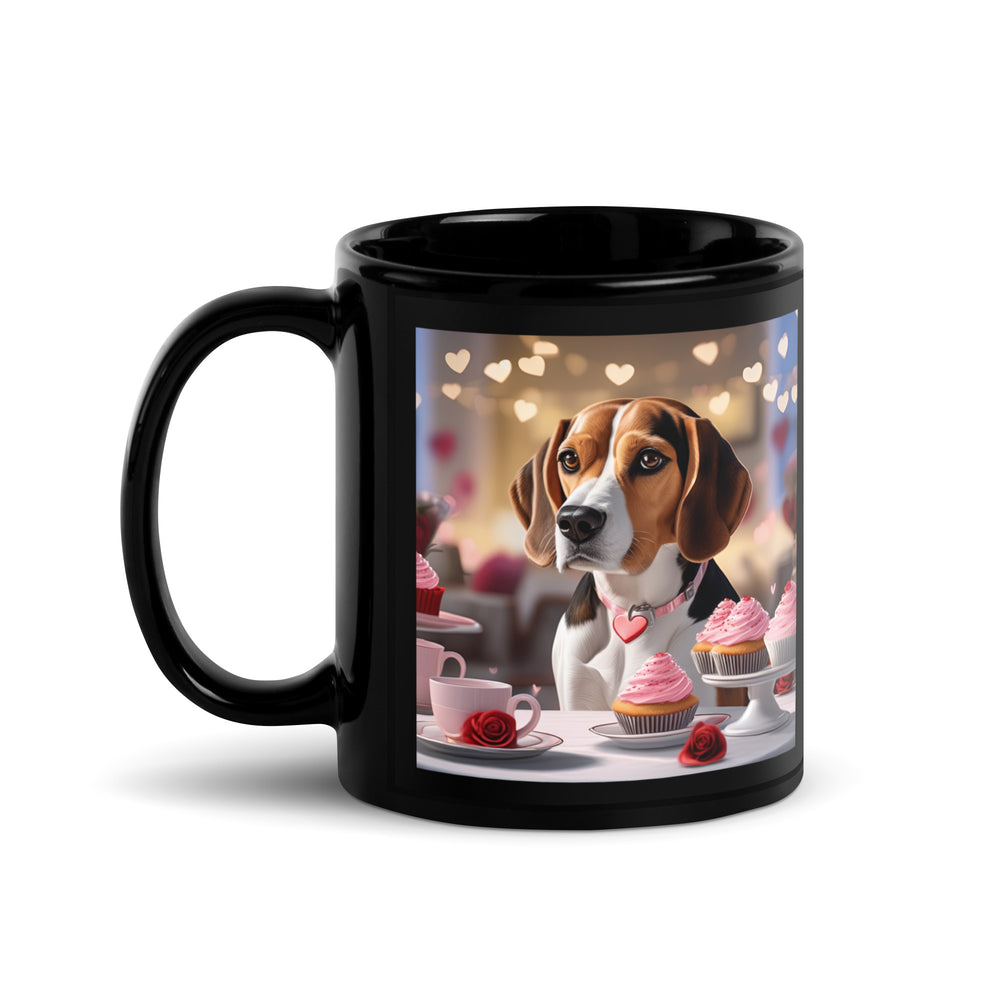 Beagle Romantic- Black Glossy Mug