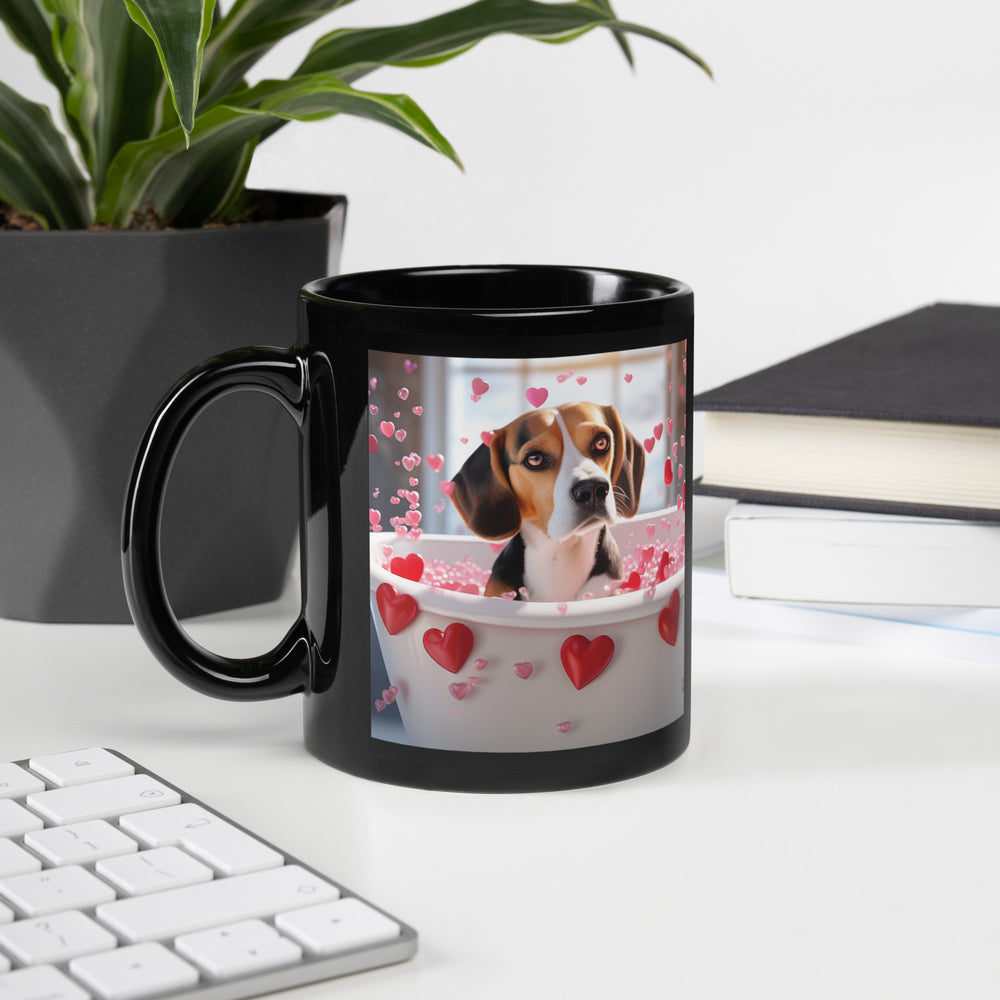 Beagle Romantic- Black Glossy Mug v2