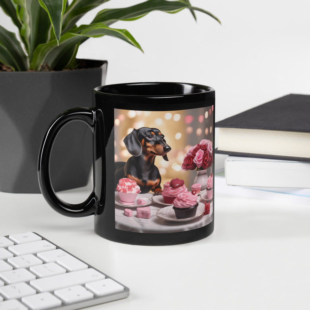 Dachshund Romantic- Black Glossy Mug