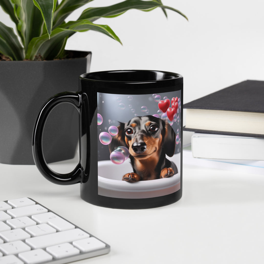 Dachshund Romantic- Black Glossy Mug v2