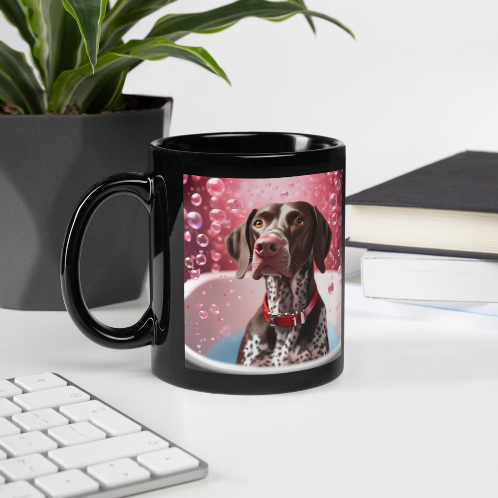 German Shorthaired Pointer Romantic- Black Glossy Mug v3