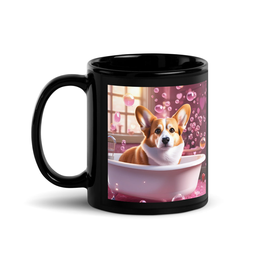 Pembroke Welsh Corgi Romantic- Black Glossy Mug