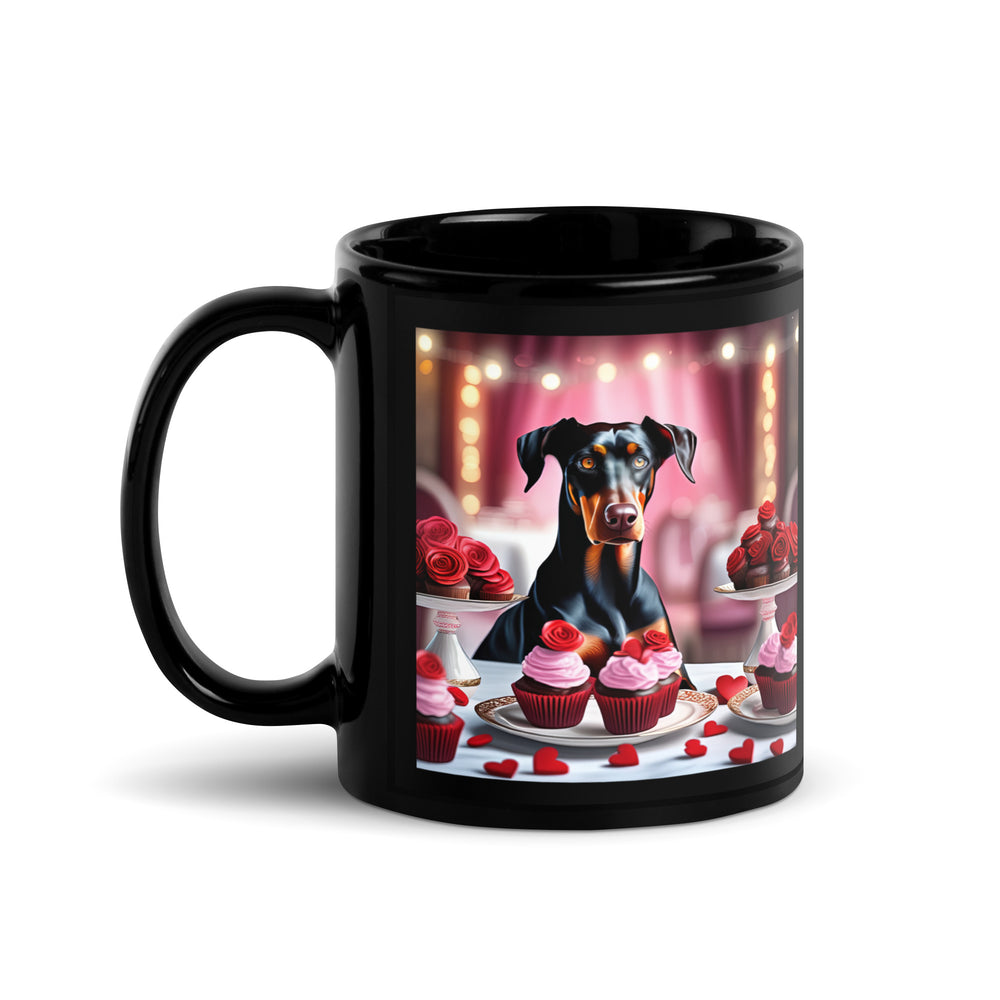 Doberman Pinscher Romantic- Black Glossy Mug