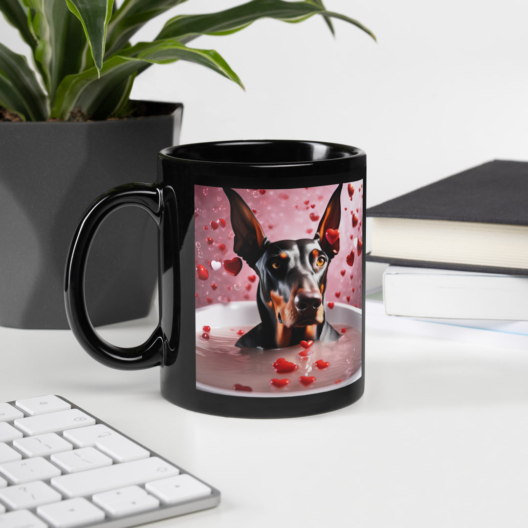 Doberman Pinscher Romantic- Black Glossy Mug v2