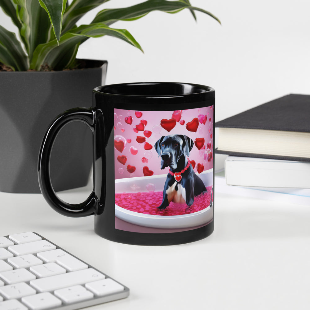 Great Dane Romantic- Black Glossy Mug