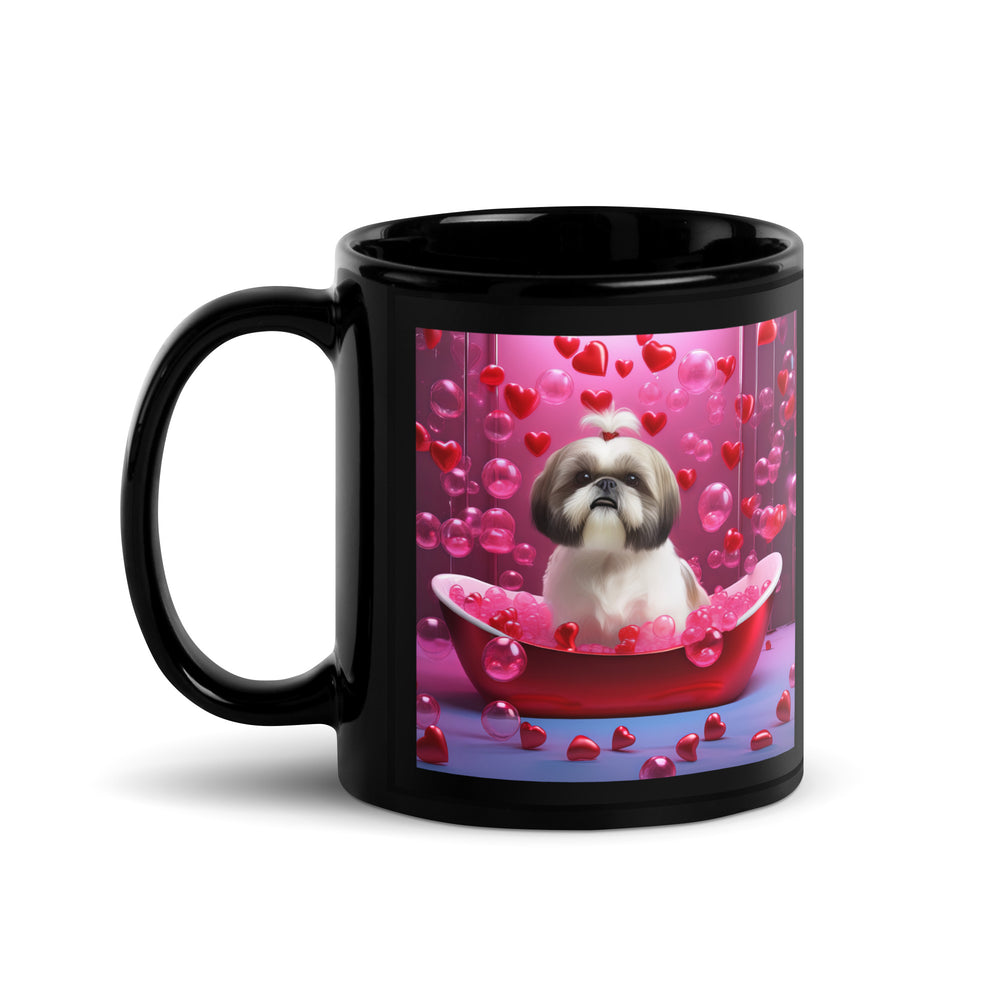 Shih Tzu Romantic- Black Glossy Mug