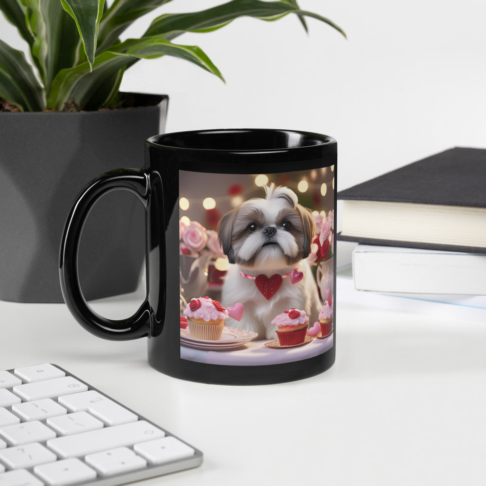 Shih Tzu Romantic- Black Glossy Mug v2