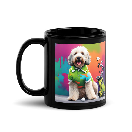 Bernedoodle Golfer- Black Glossy Mug v9