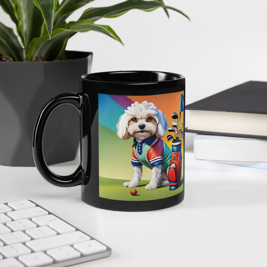 Cavachon Golfer- Black Glossy Mug v2