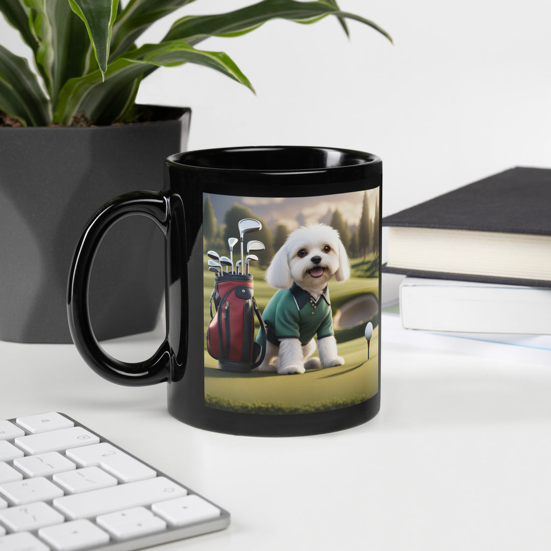 Cavachon Golfer- Black Glossy Mug v3