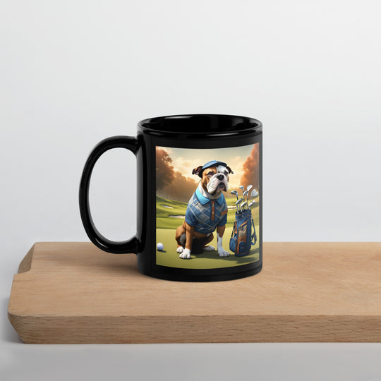 Catahoula Bulldog Golfer- Black Glossy Mug v2