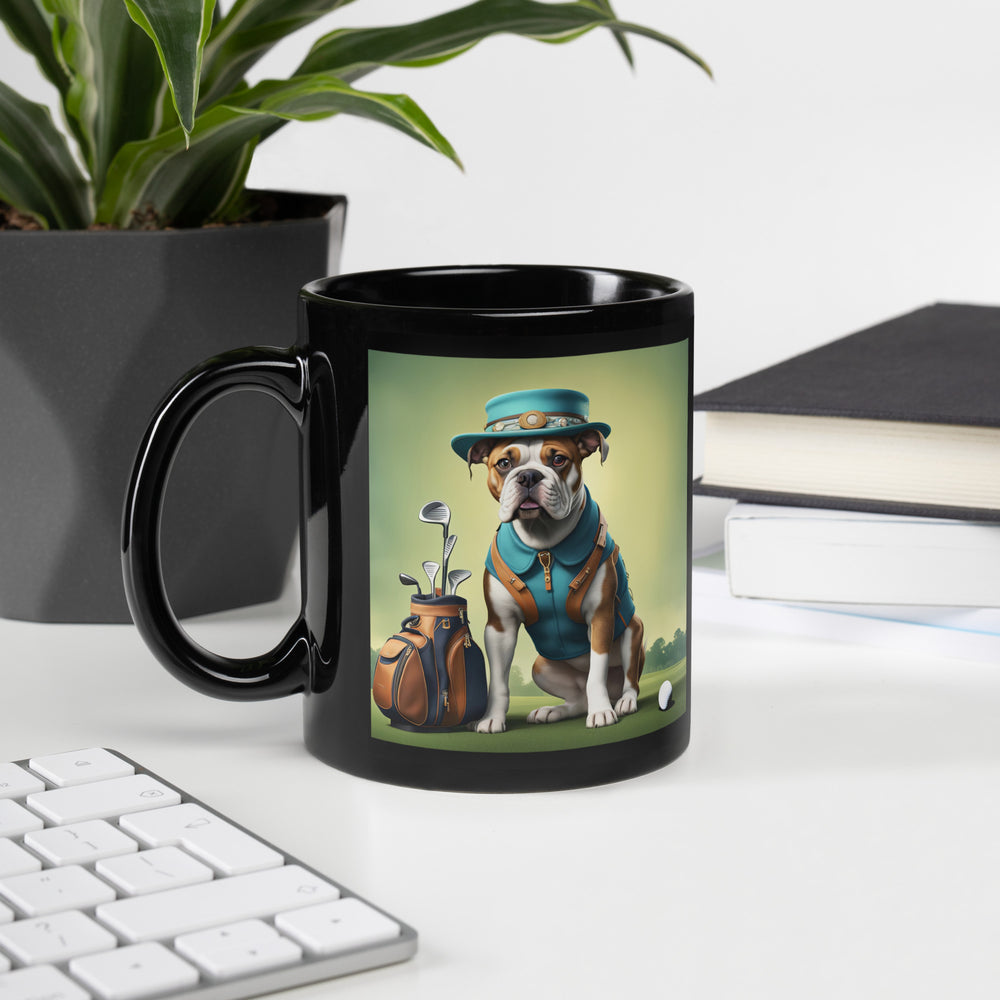 Catahoula Bulldog Golfer- Black Glossy Mug v3